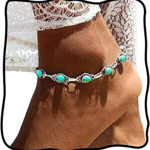 Turquoise Boho Anklet‎ Black Ankle Summer Beach Adjustable Foot Jewelry Vacation